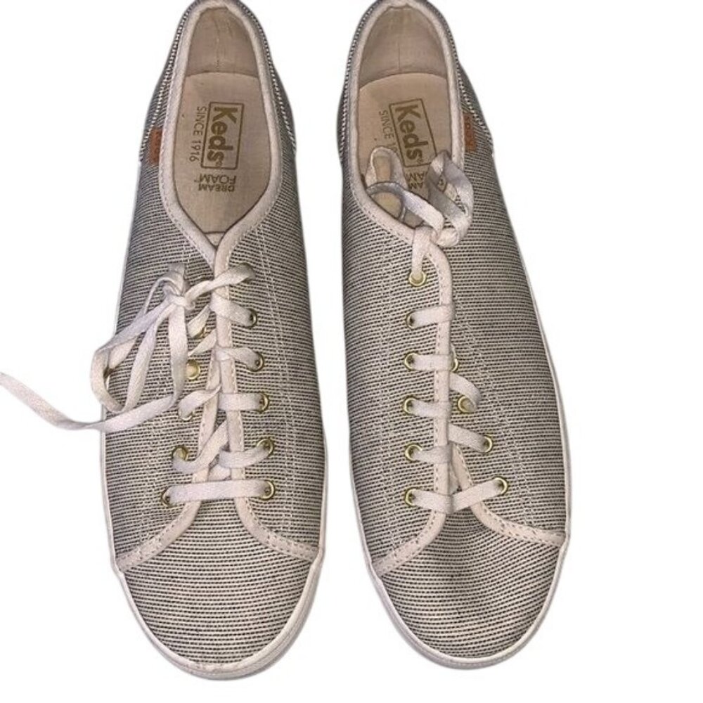 Keds Womens 9.5 Beige Striped Sneakers